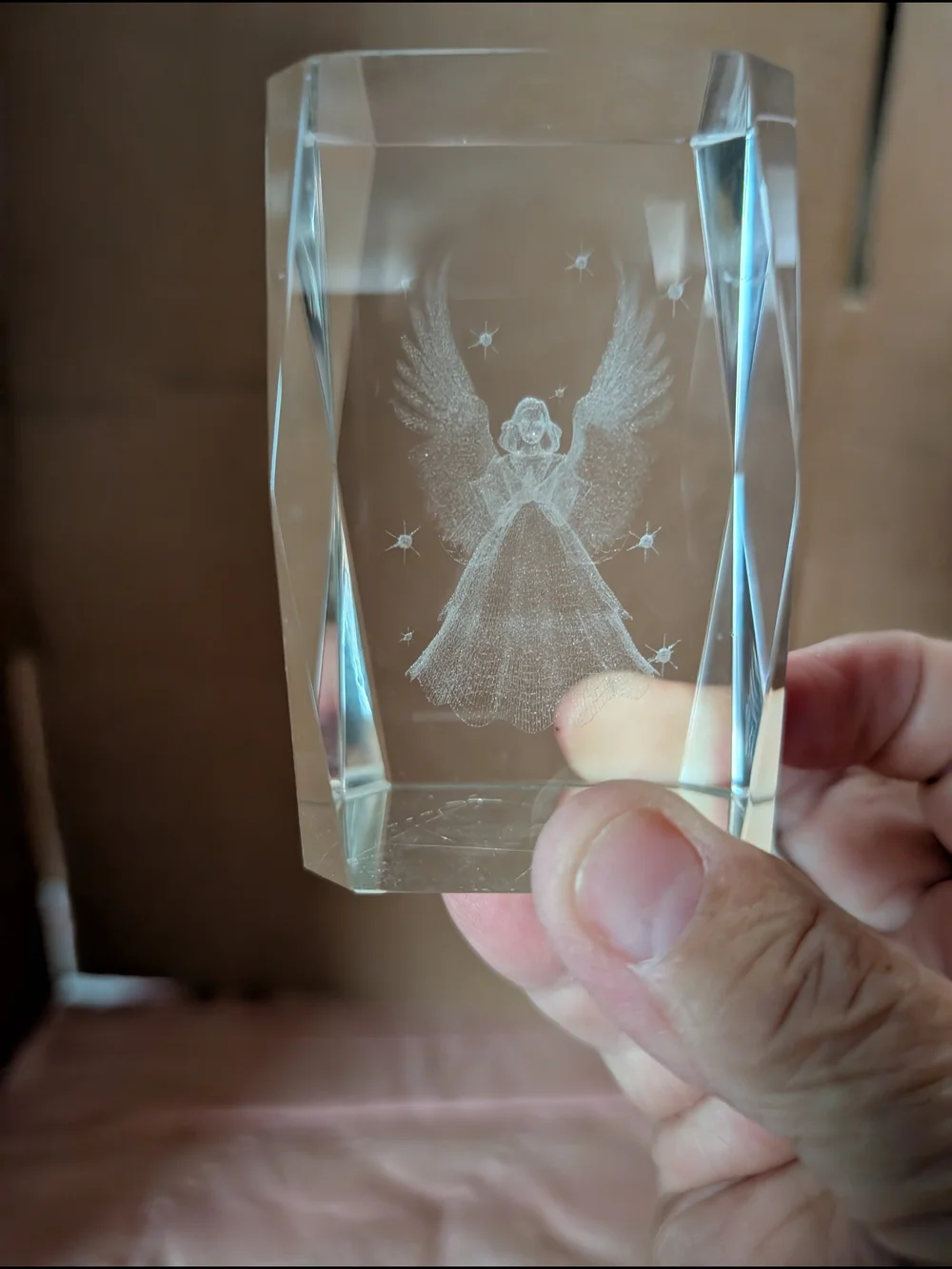 Angel Rectangular Crystal Paperweight